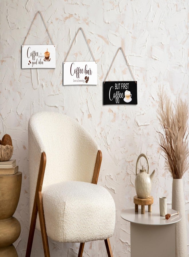 Zmyollo Coffee Bar Wall Decor Sign, 3 Pieces Rustice Coffee Wooden Sign With Rope, But First Coffee Wall Art Decor For Farmhouse Home Kitchen Dining Room Cafe Coffee Bar Coffee Station, B30 - Image 5